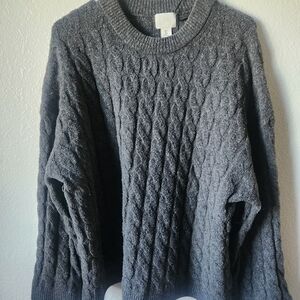 H&M Dark Gray Cable Knit Sweater LG